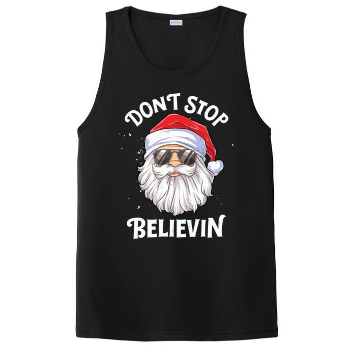 Dont Stop Believin Santa Funny Christmas Boy Kids Gifts PosiCharge Competitor Tank