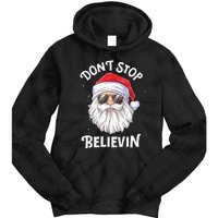 Dont Stop Believin Santa Funny Christmas Boy Kids Gifts Tie Dye Hoodie