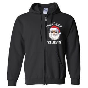 Dont Stop Believin Santa Funny Christmas Boy Kids Gifts Full Zip Hoodie