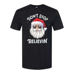 Dont Stop Believin Santa Funny Christmas Boy Kids Gifts Softstyle CVC T-Shirt