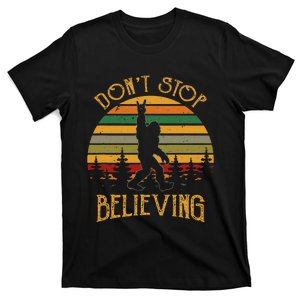 DonT Stop Believing Bigfoot Rock & Roll Retro Sasquatch T-Shirt