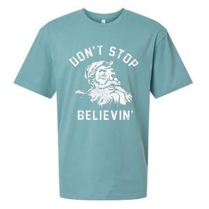 Don’t Stops Believing Funny Xmas Vibe Christmas Santa Lover Sueded Cloud Jersey T-Shirt