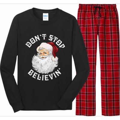 Don't Stop Believin Christmas Santa Pajamas Xmas Long Sleeve Pajama Set