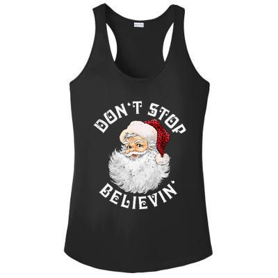 Don't Stop Believin Christmas Santa Pajamas Xmas Ladies PosiCharge Competitor Racerback Tank