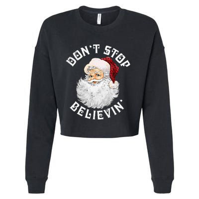 Don't Stop Believin Christmas Santa Pajamas Xmas Cropped Pullover Crew