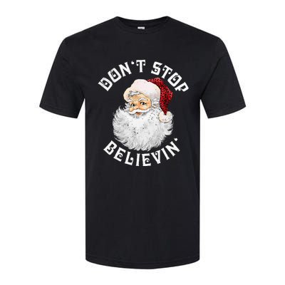 Don't Stop Believin Christmas Santa Pajamas Xmas Softstyle® CVC T-Shirt