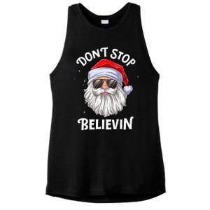 DonT Stop Believin Santa Funny Christmas Ladies PosiCharge Tri-Blend Wicking Tank