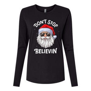 DonT Stop Believin Santa Funny Christmas Womens Cotton Relaxed Long Sleeve T-Shirt