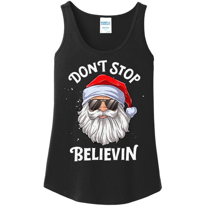 DonT Stop Believin Santa Funny Christmas Ladies Essential Tank