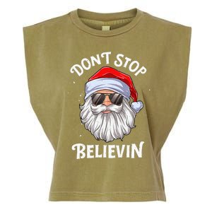 DonT Stop Believin Santa Funny Christmas Garment-Dyed Women's Muscle Tee