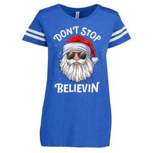 DonT Stop Believin Santa Funny Christmas Enza Ladies Jersey Football T-Shirt