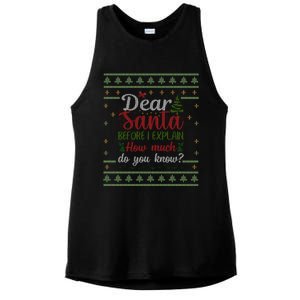 Dear Santa Before I Explain How Much Do You Know Christmas Cute Gift Ladies PosiCharge Tri-Blend Wicking Tank