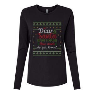 Dear Santa Before I Explain How Much Do You Know Christmas Cute Gift Womens Cotton Relaxed Long Sleeve T-Shirt