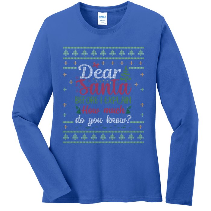 Dear Santa Before I Explain How Much Do You Know Christmas Cute Gift Ladies Long Sleeve Shirt