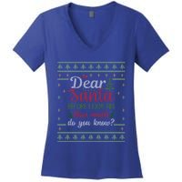 Dear Santa Before I Explain How Much Do You Know Christmas Cute Gift Women's V-Neck T-Shirt