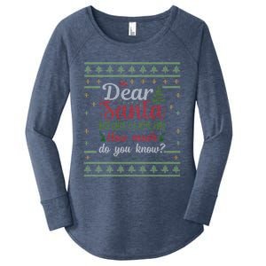 Dear Santa Before I Explain How Much Do You Know Christmas Cute Gift Women's Perfect Tri Tunic Long Sleeve Shirt