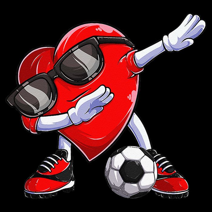 Dabbing Soccer Ball Heart funny Valentines Day Cooling Performance Crew T-Shirt