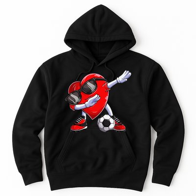 Dabbing Soccer Ball Heart funny Valentines Day Hoodie