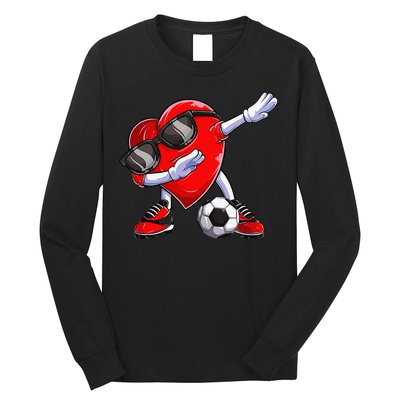 Dabbing Soccer Ball Heart funny Valentines Day Long Sleeve Shirt