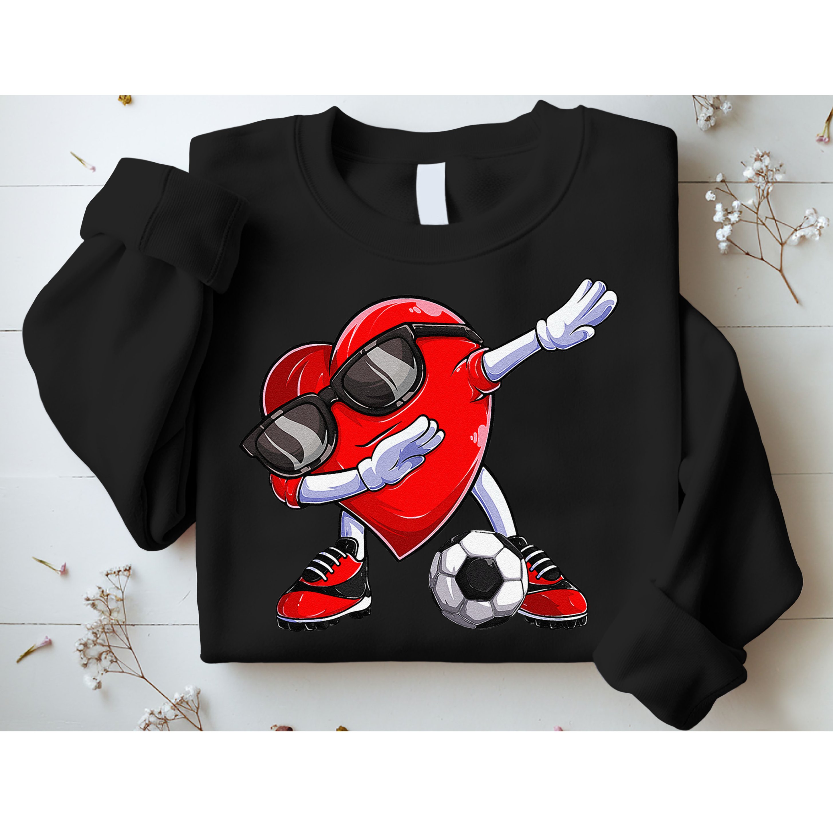 Dabbing Soccer Ball Heart funny Valentines Day Sweatshirt
