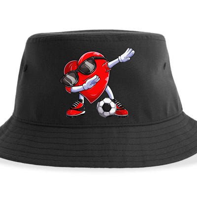 Dabbing Soccer Ball Heart funny Valentines Day Sustainable Bucket Hat