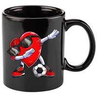 Dabbing Soccer Ball Heart funny Valentines Day 11oz C Handle Ceramic Mug