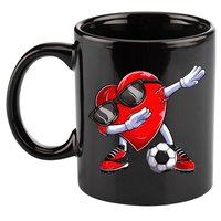 Dabbing Soccer Ball Heart funny Valentines Day 11oz C Handle Ceramic Mug