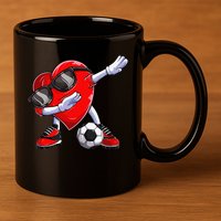 Dabbing Soccer Ball Heart funny Valentines Day 11oz C Handle Ceramic Mug