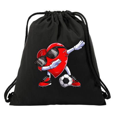 Dabbing Soccer Ball Heart funny Valentines Day Drawstring Bag
