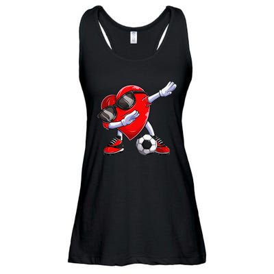 Dabbing Soccer Ball Heart funny Valentines Day Ladies Essential Flowy Tank