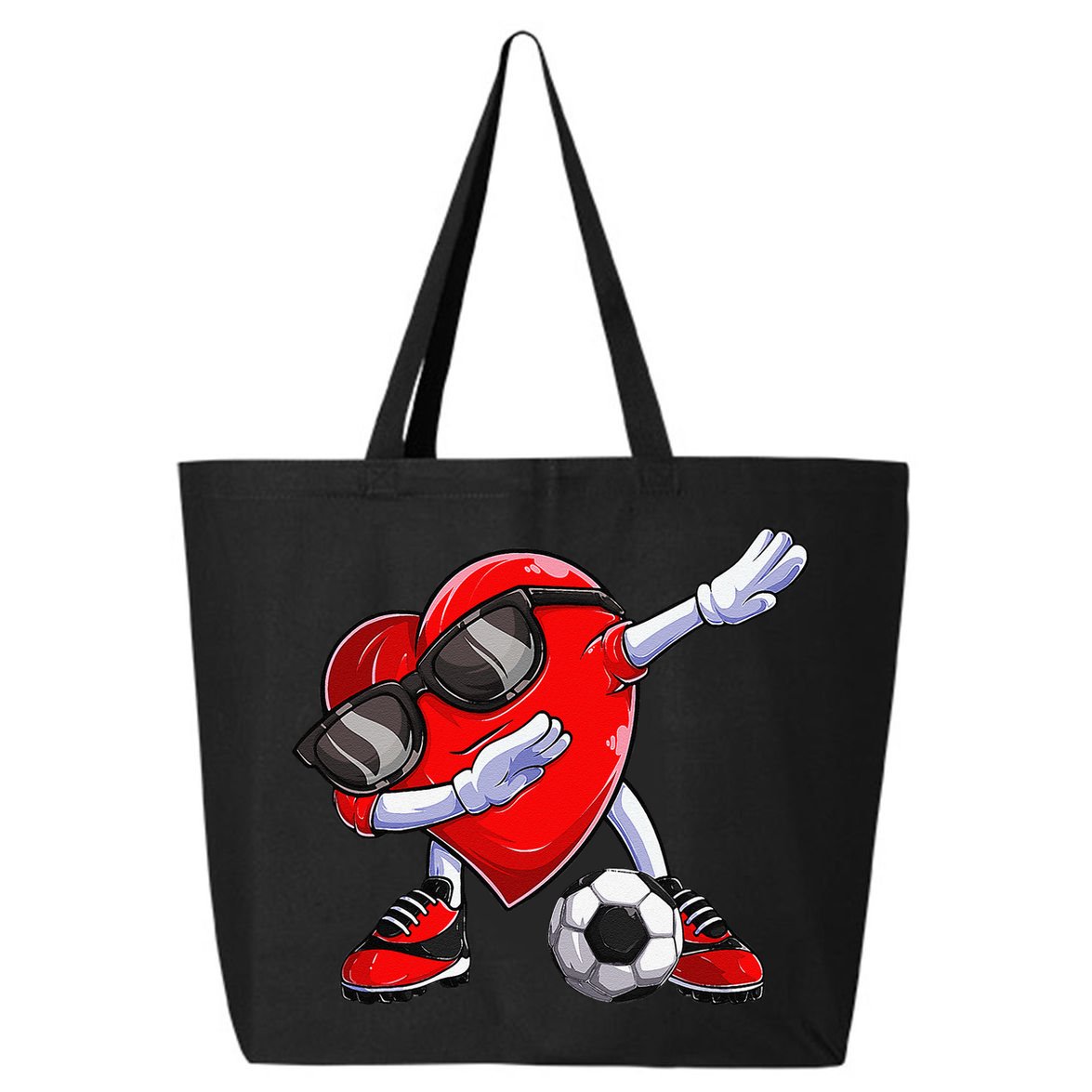Dabbing Soccer Ball Heart funny Valentines Day 25L Jumbo Tote