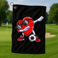 Dabbing Soccer Ball Heart funny Valentines Day Golf Towel