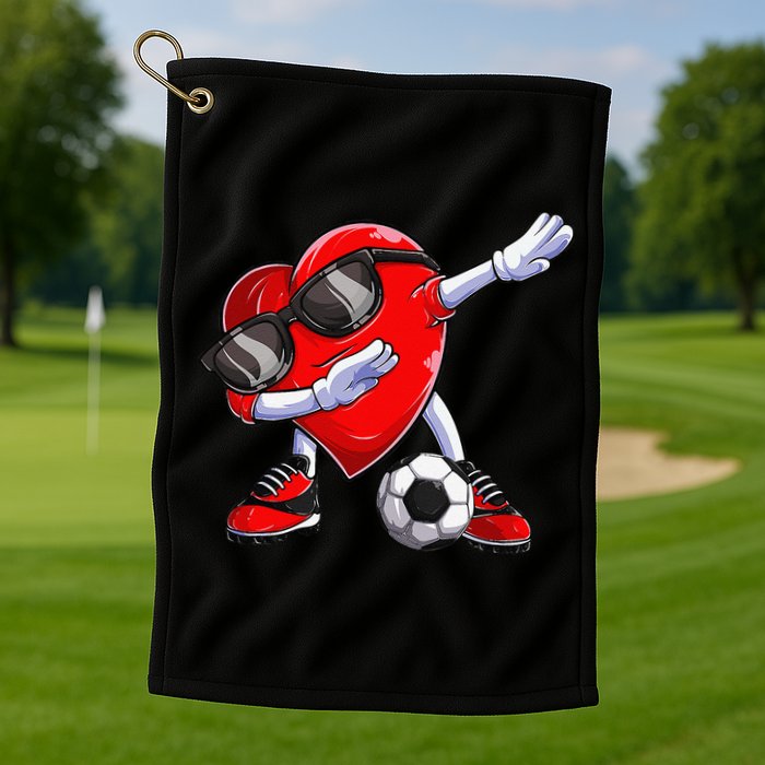 Dabbing Soccer Ball Heart funny Valentines Day Golf Towel