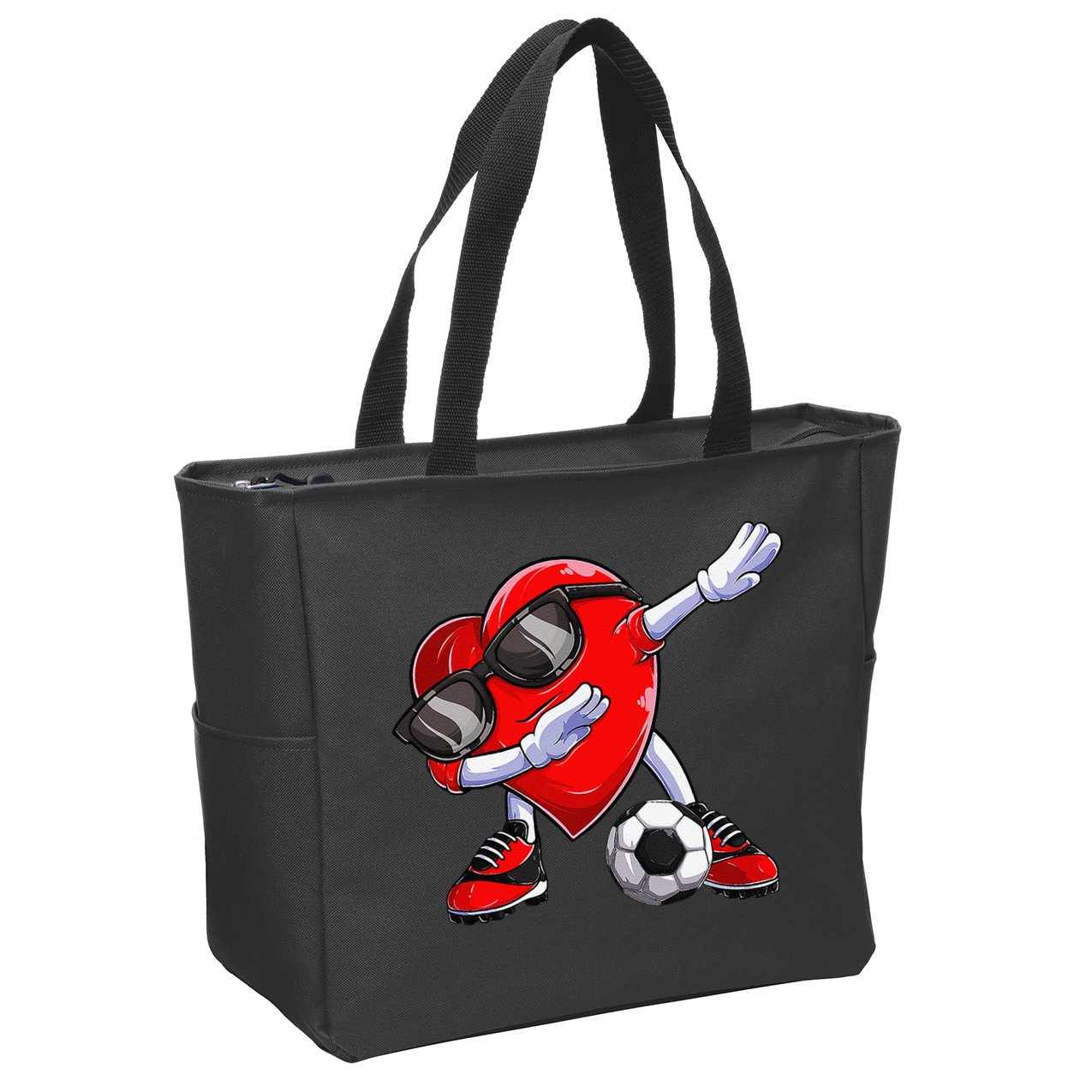 Dabbing Soccer Ball Heart funny Valentines Day Zip Tote Bag