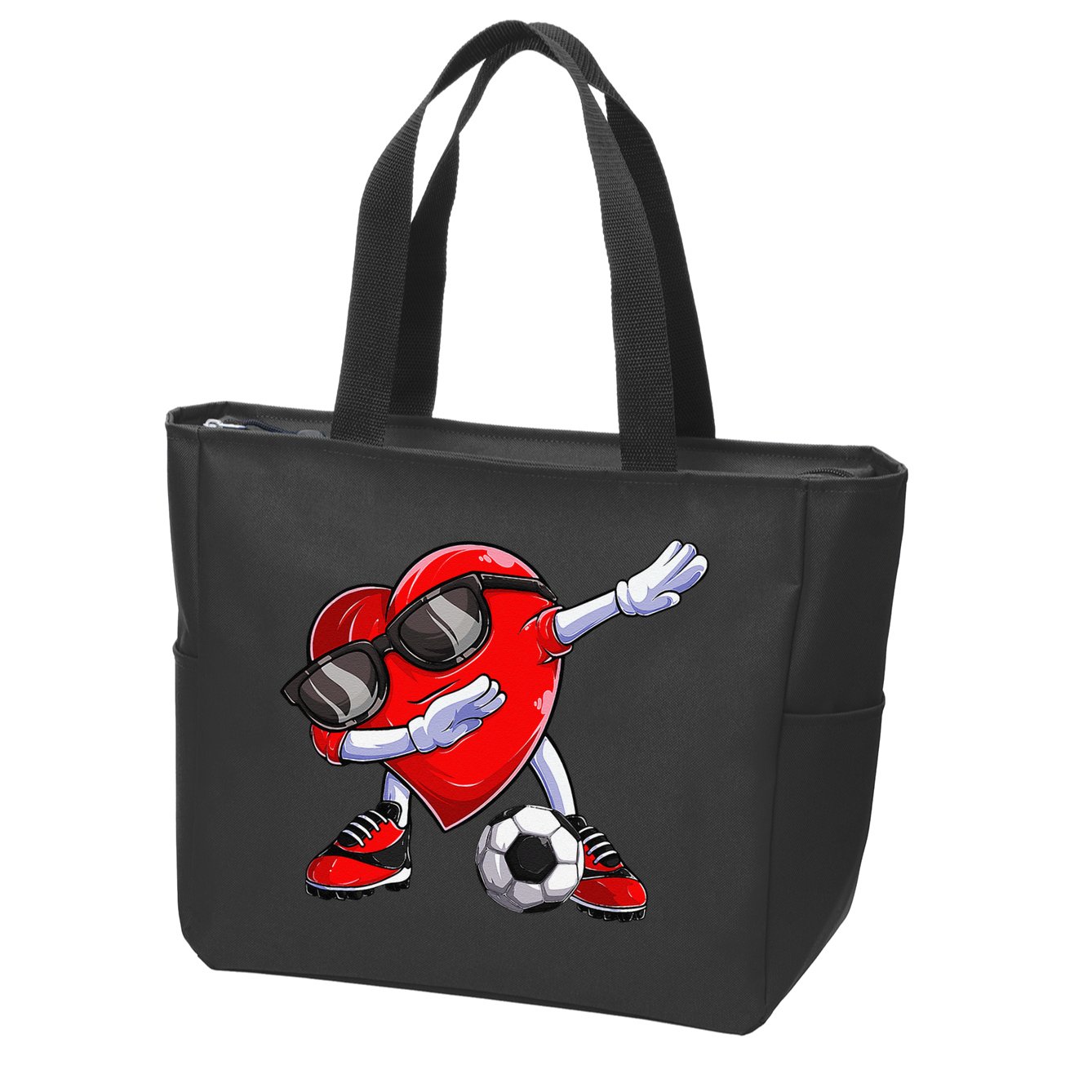 Dabbing Soccer Ball Heart funny Valentines Day Zip Tote Bag