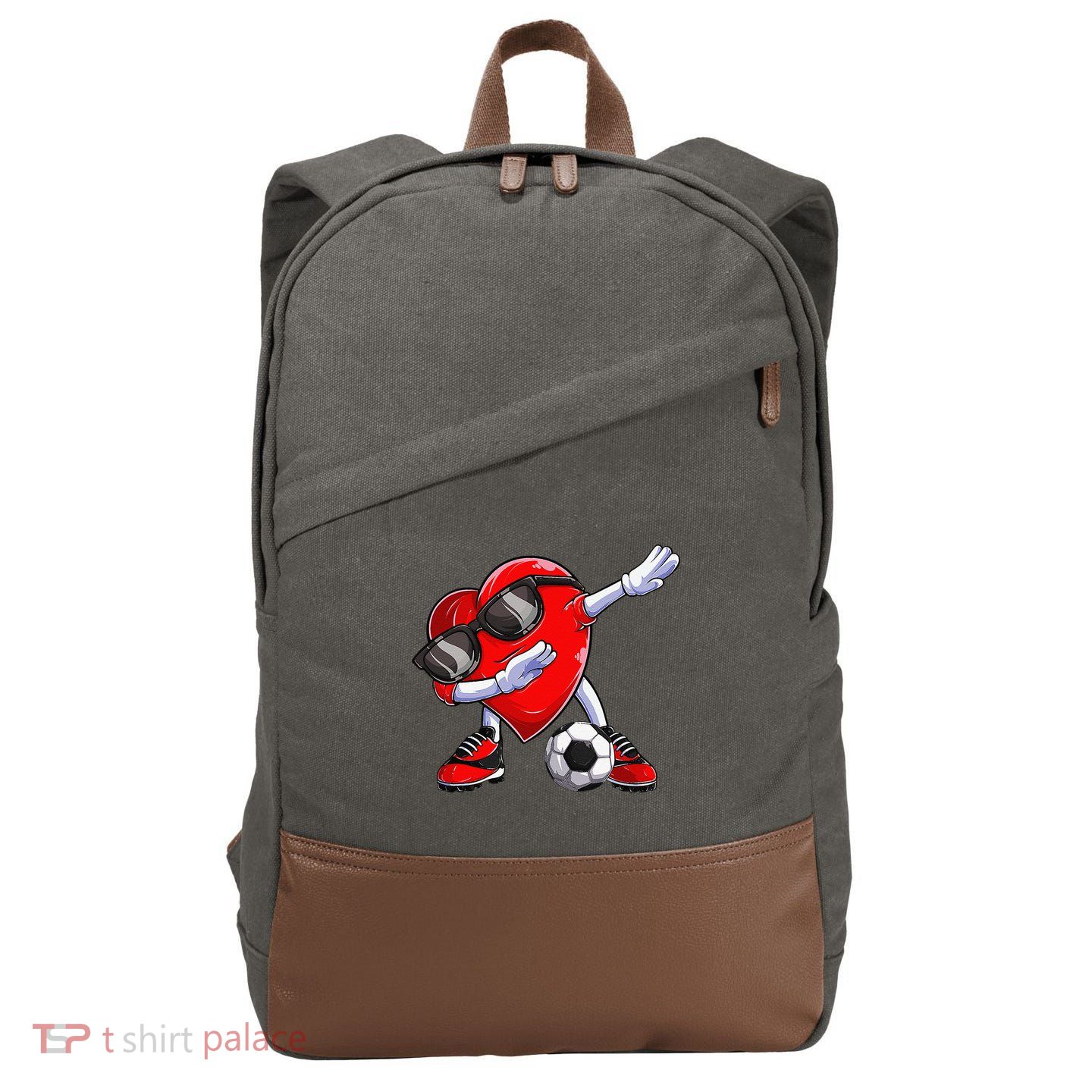 Dabbing Soccer Ball Heart funny Valentines Day Cotton Canvas Backpack