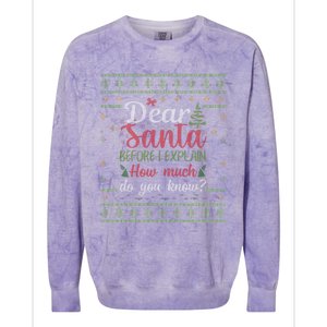 Dear Santa Before I Explain How Much Do You Know Christmas Colorblast Crewneck Sweatshirt