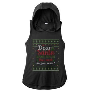 Dear Santa Before I Explain How Much Do You Know Christmas Ladies PosiCharge Tri-Blend Wicking Draft Hoodie Tank