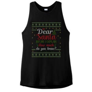 Dear Santa Before I Explain How Much Do You Know Christmas Ladies PosiCharge Tri-Blend Wicking Tank