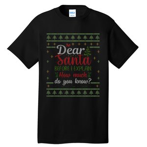 Dear Santa Before I Explain How Much Do You Know Christmas Tall T-Shirt