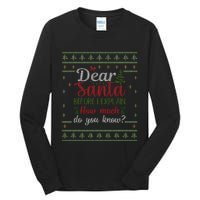 Dear Santa Before I Explain How Much Do You Know Christmas Tall Long Sleeve T-Shirt