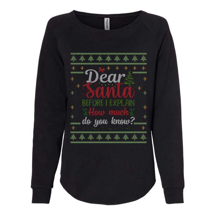 Dear Santa Before I Explain How Much Do You Know Christmas Womens California Wash Sweatshirt