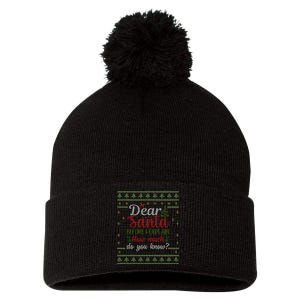 Dear Santa Before I Explain How Much Do You Know Christmas Pom Pom 12in Knit Beanie