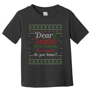 Dear Santa Before I Explain How Much Do You Know Christmas Toddler T-Shirt