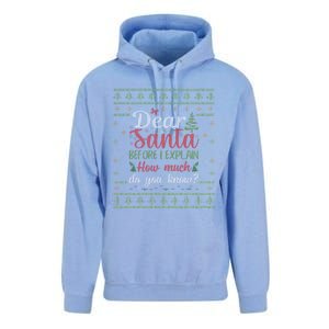 Dear Santa Before I Explain How Much Do You Know Christmas Unisex Surf Hoodie