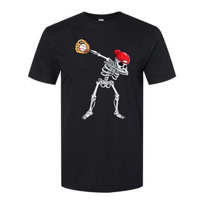 Dabbing Skeleton Baseball Halloween Player Catcher Pitcher Softstyle® CVC T-Shirt