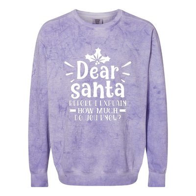 Dear Santa Before I Explain Colorblast Crewneck Sweatshirt