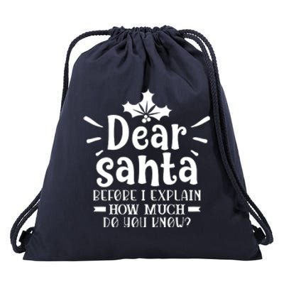 Dear Santa Before I Explain Drawstring Bag