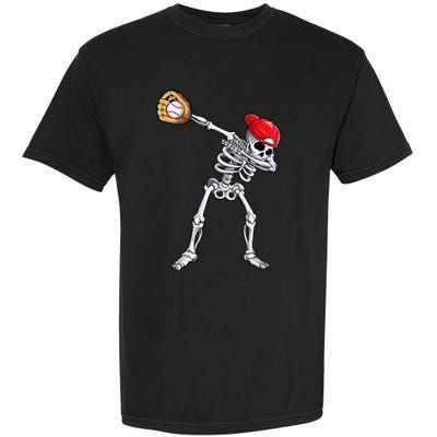 Dabbing Skeleton Baseball Halloween Player Catcher Pitcher Garment-Dyed Heavyweight T-Shirt