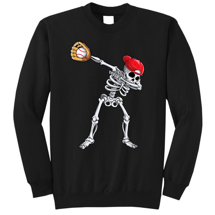 Dabbing Skeleton Baseball Halloween Player Catcher Pitcher Sweatshirt